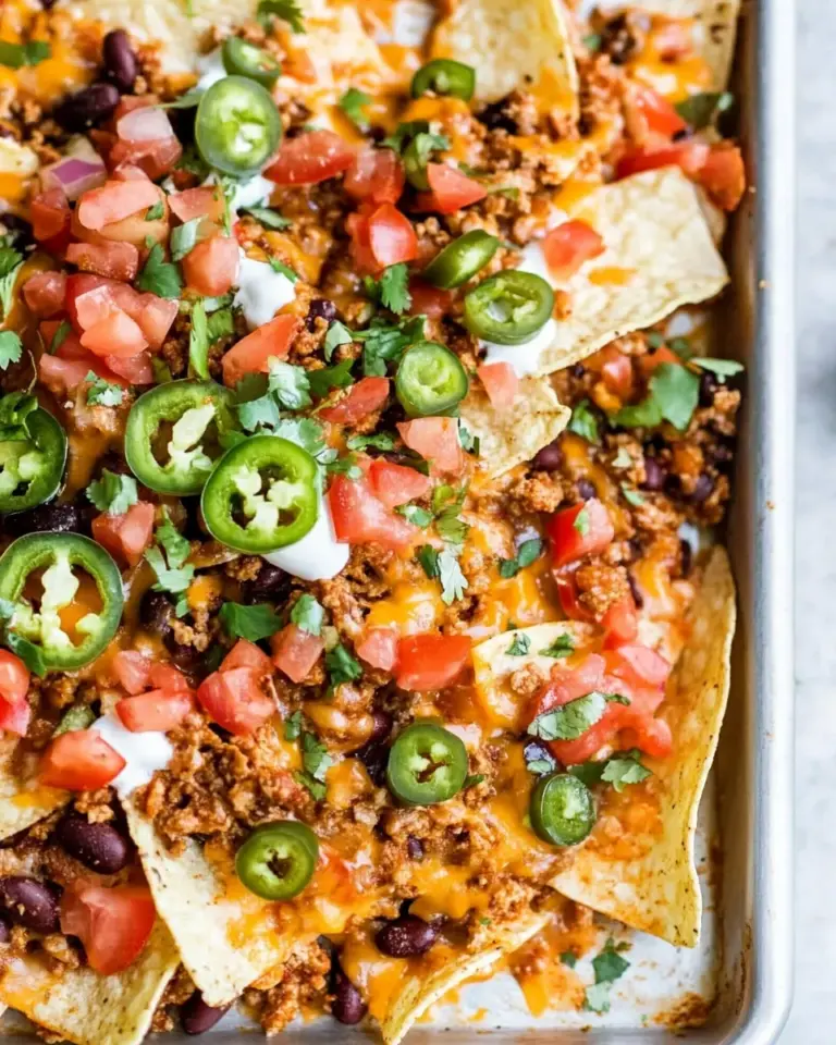 Homemade Loaded Nachos with Ground Turkey, Beans and Cheese recipe photo