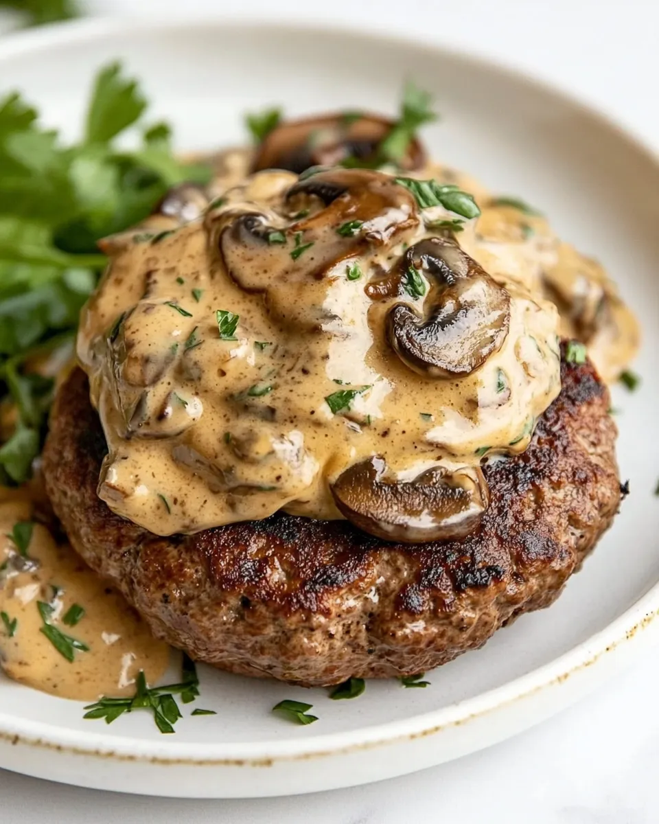 Easy Low-Carb Burgers with Creamy Mushroom Sauce recipe photo