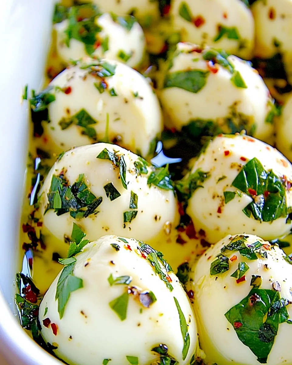 Delicious Marinated Mozzarella with Herbs shot