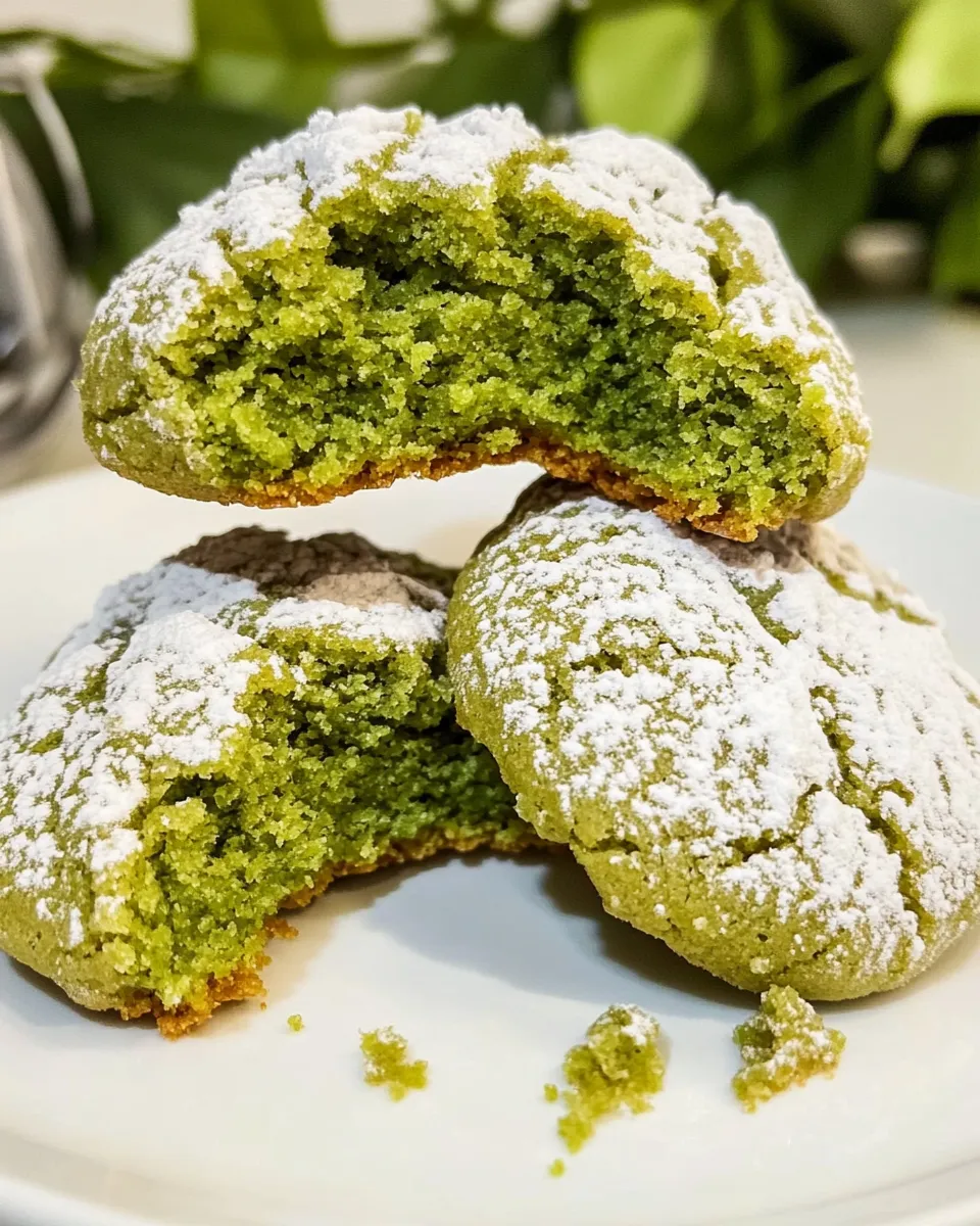 Delicious Matcha Crinkle Cookies (Vegan) image