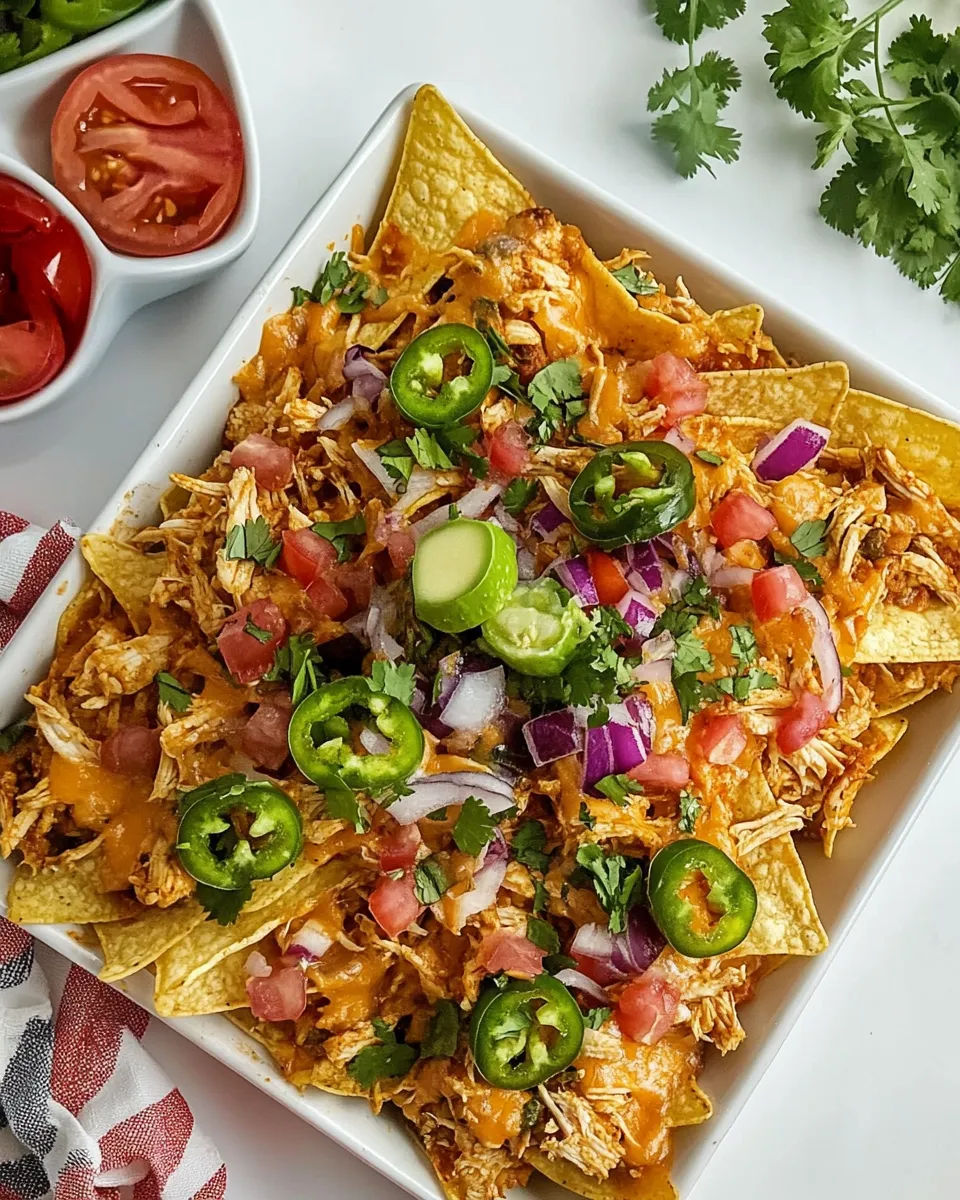 Delicious Mexican Chicken Nachos shot