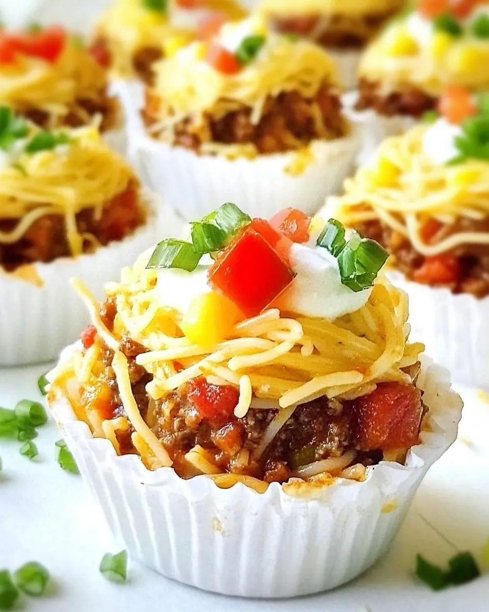 Easy Mini Taco Spaghetti Pies recipe image