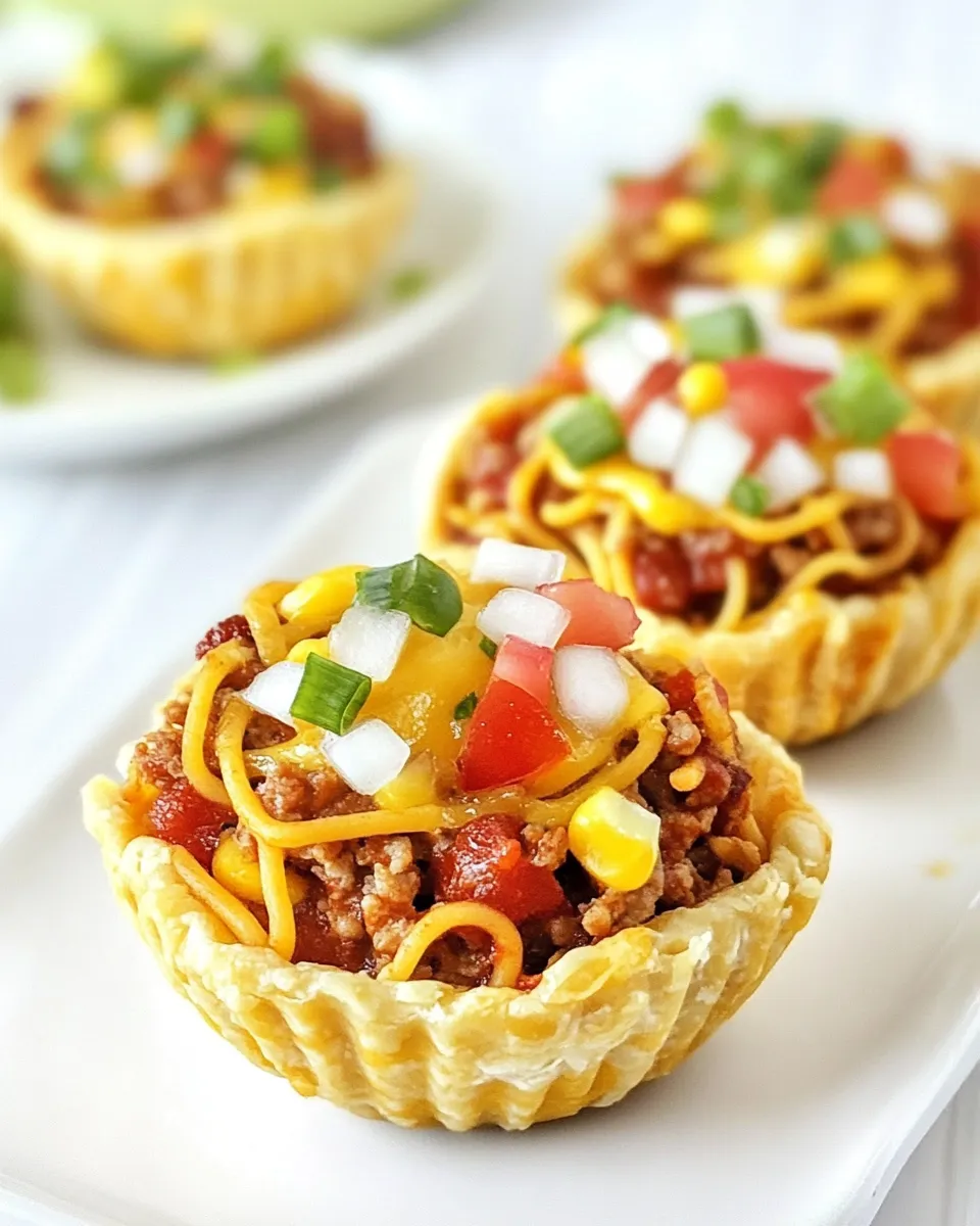 Delicious Mini Taco Spaghetti Pies shot