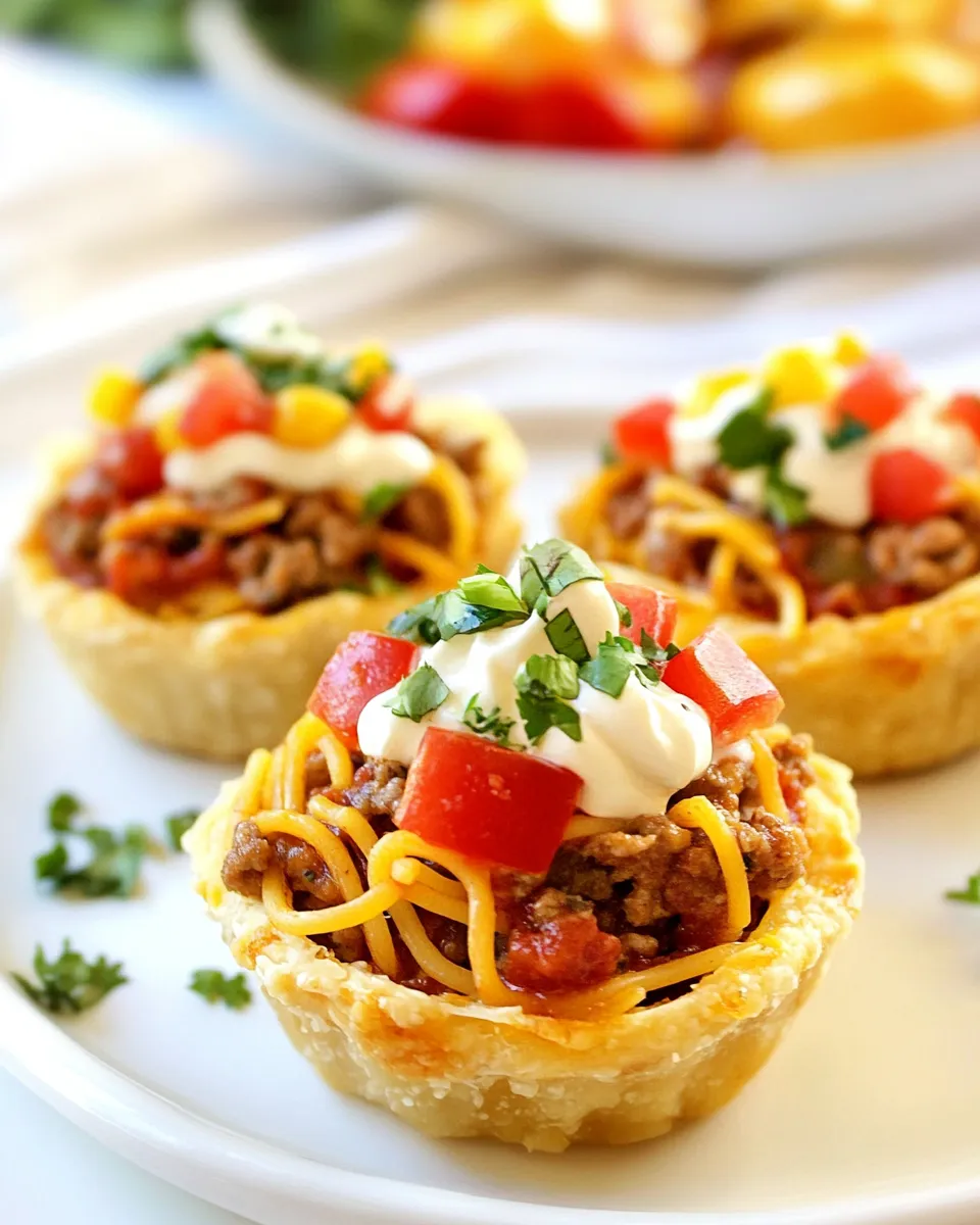 Quick Mini Taco Spaghetti Pies dish photo