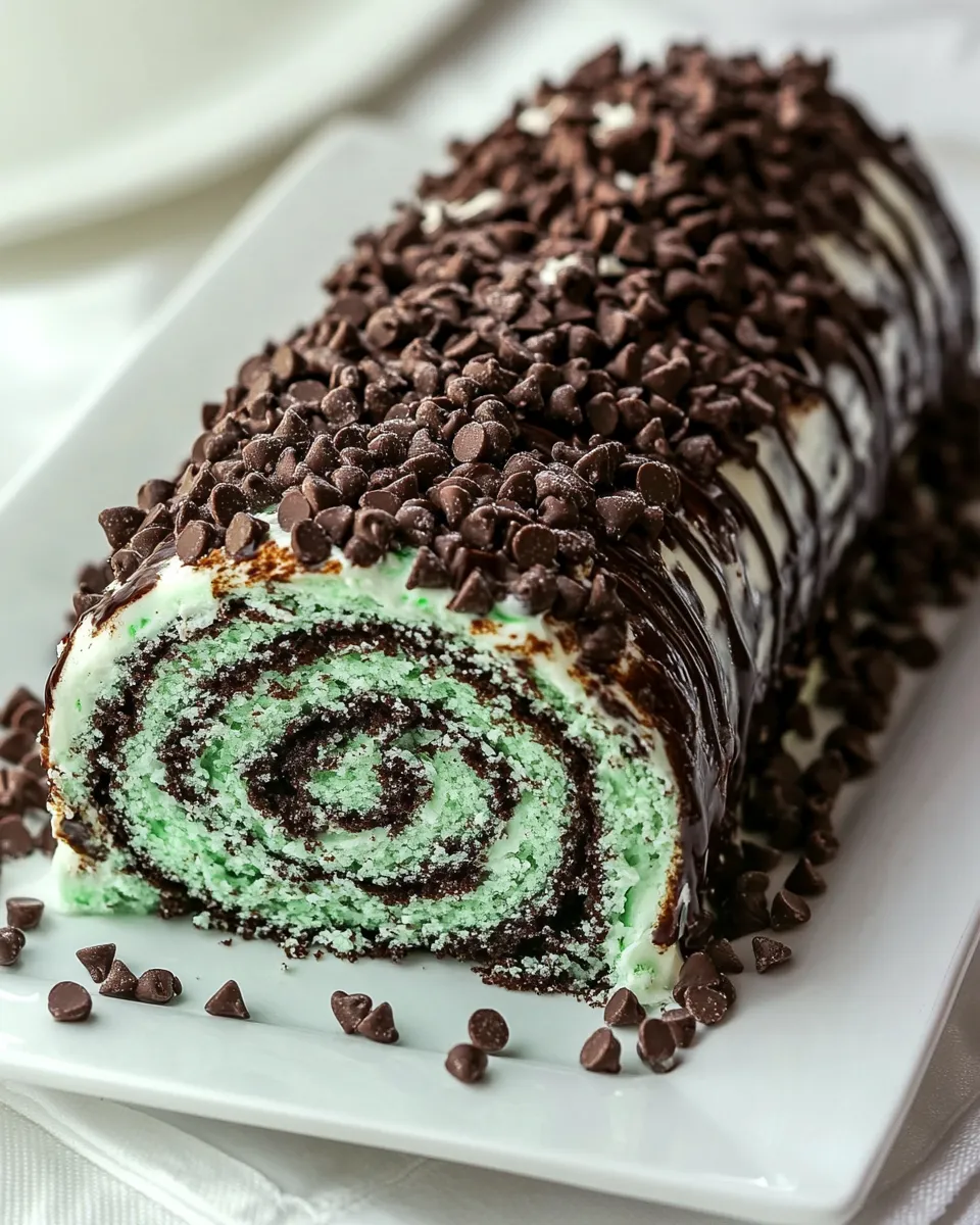 Homemade Mint Chip Cake Roll photo