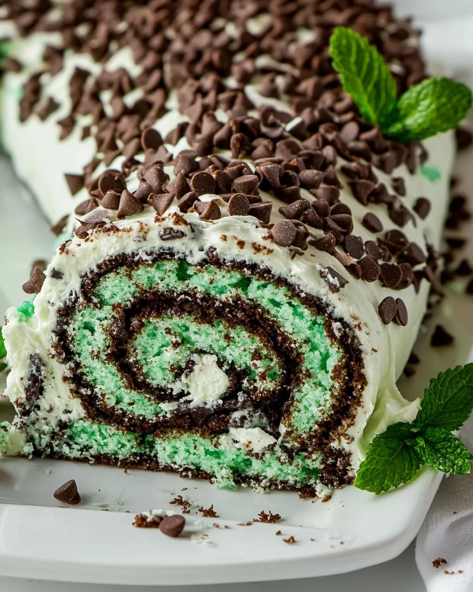 Delicious Mint Chip Cake Roll image