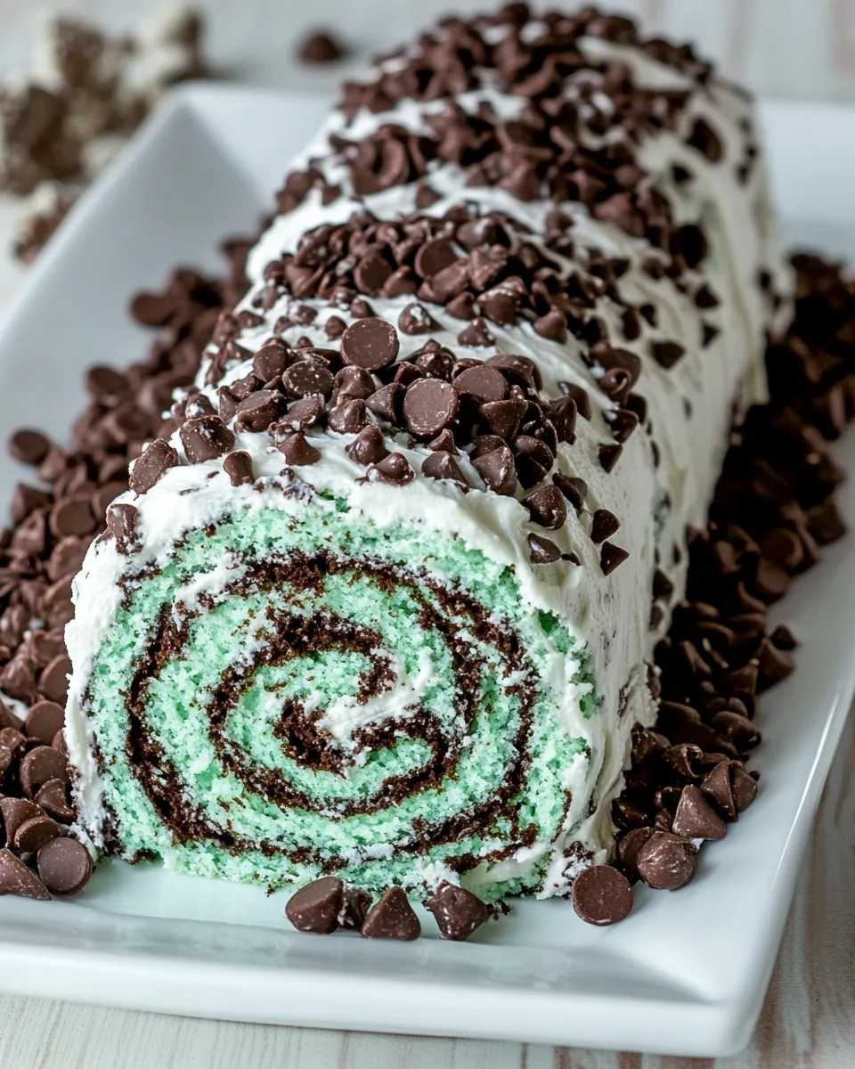 Classic Mint Chip Cake Roll shot