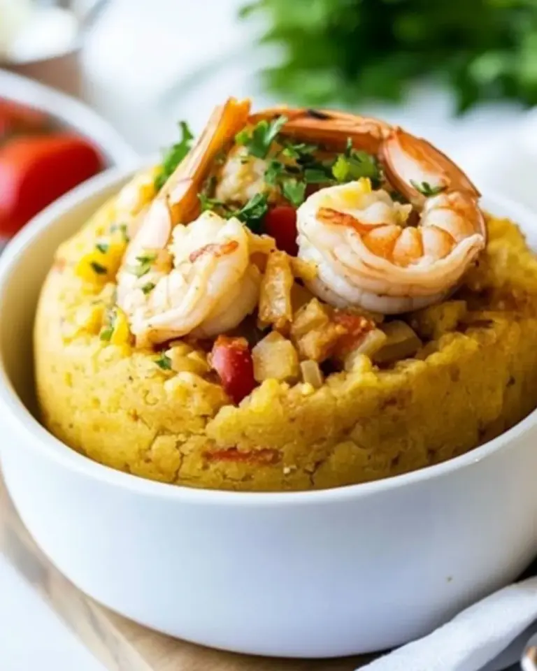 Homemade Mofongo de Camarones (Shrimp Mofongo) recipe photo