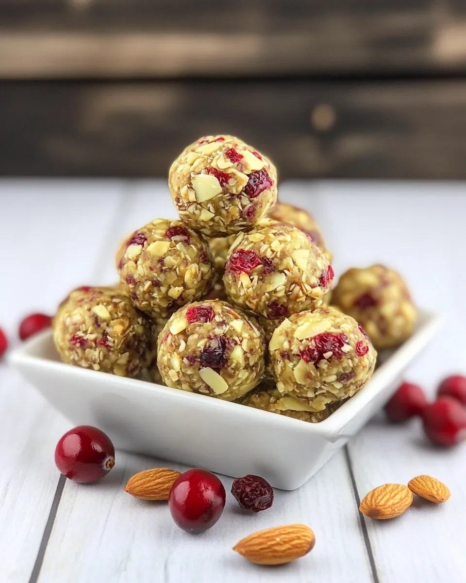 Healthy No-Bake Almond Cranberry Energy Balls shot