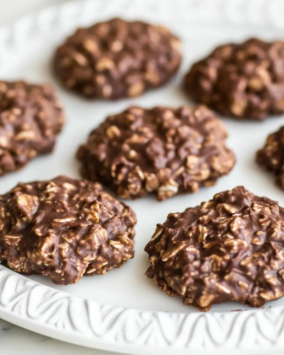 Delicious No-Bake Chocolate Oatmeal Cookies shot