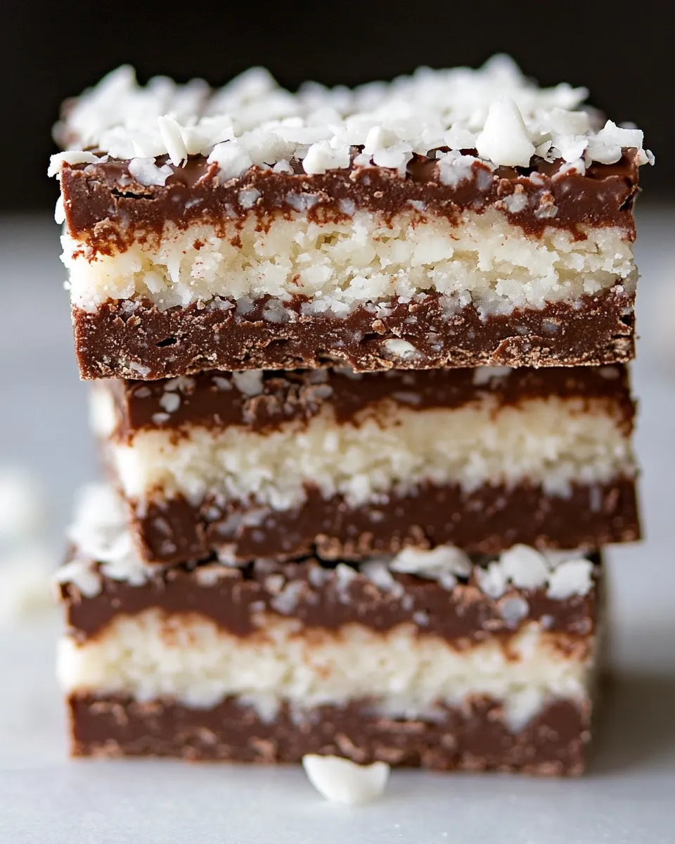 Homemade No Bake Chocolate Coconut Fudge Bars photo
