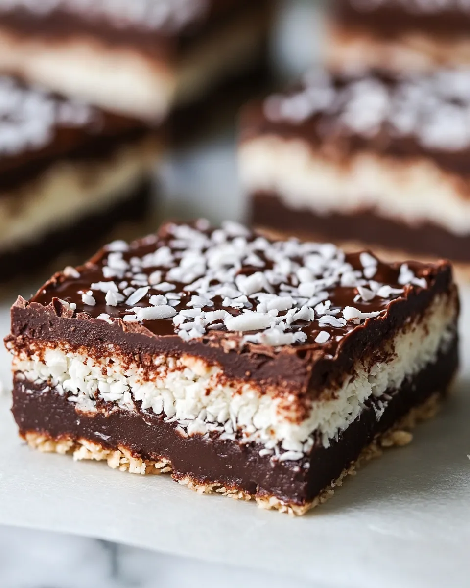 Classic No Bake Chocolate Coconut Fudge Bars image