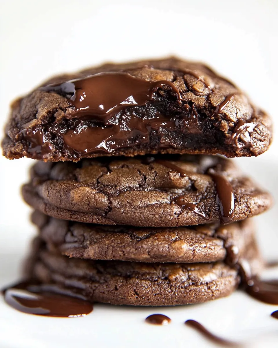 Delicious Nutella Stuffed Double Chocolate Cookies shot