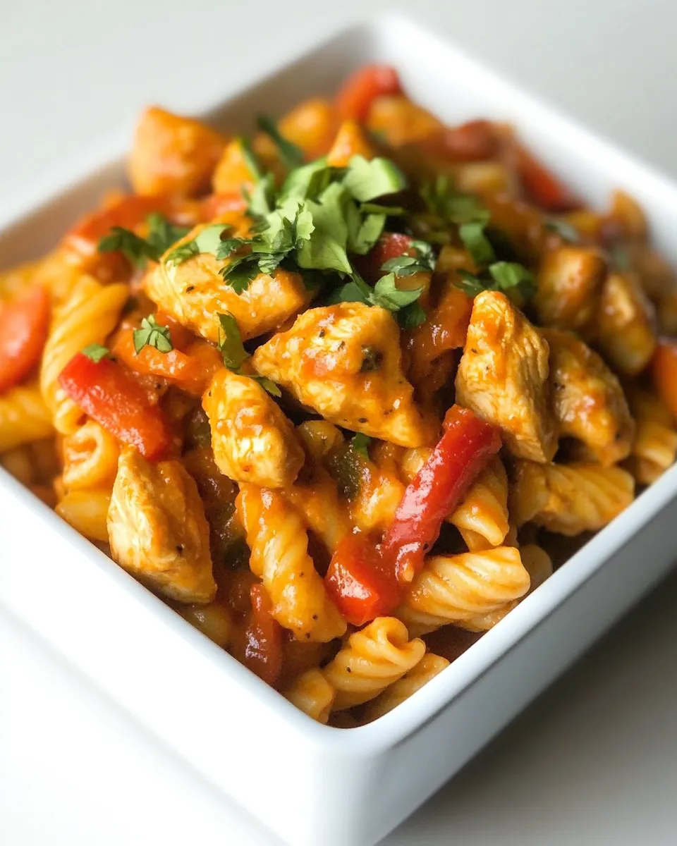 Healthy One-Pan Chicken Fajita Pasta dish photo