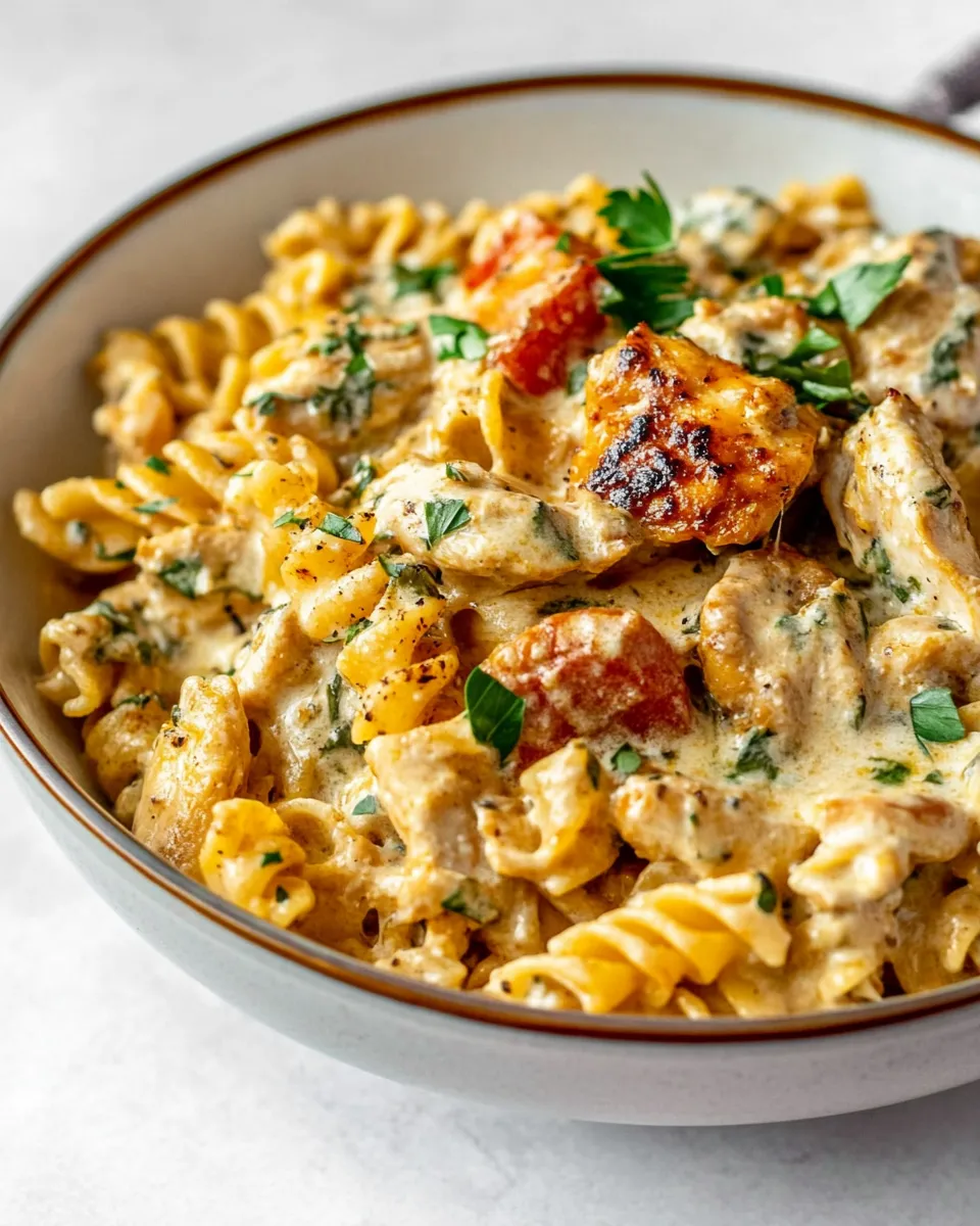 Homemade One Pot Cajun Ranch Chicken Pasta. shot