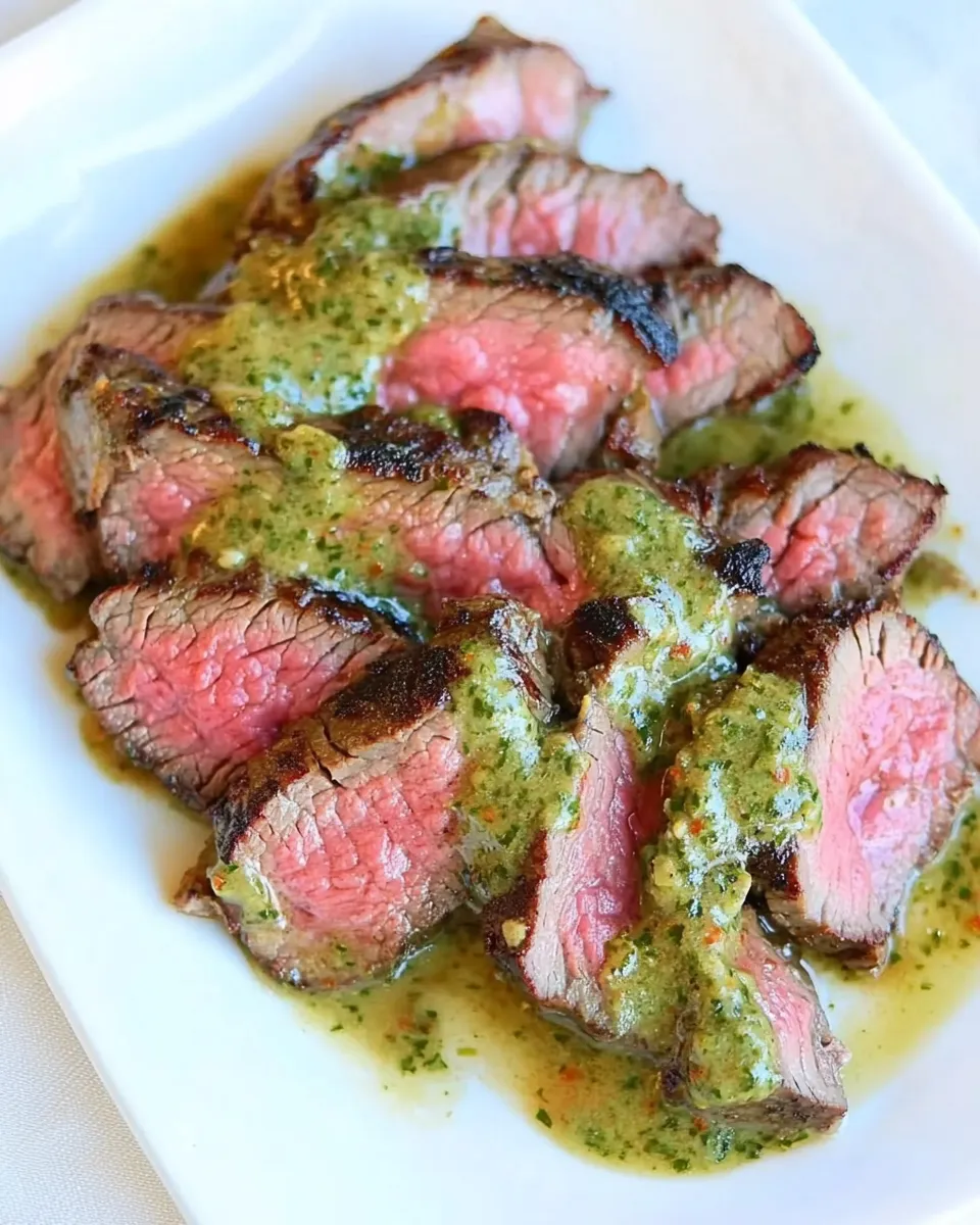 Savory Pan-Seared Flat Iron Steak with Spicy Cilantro Sauce dish photo