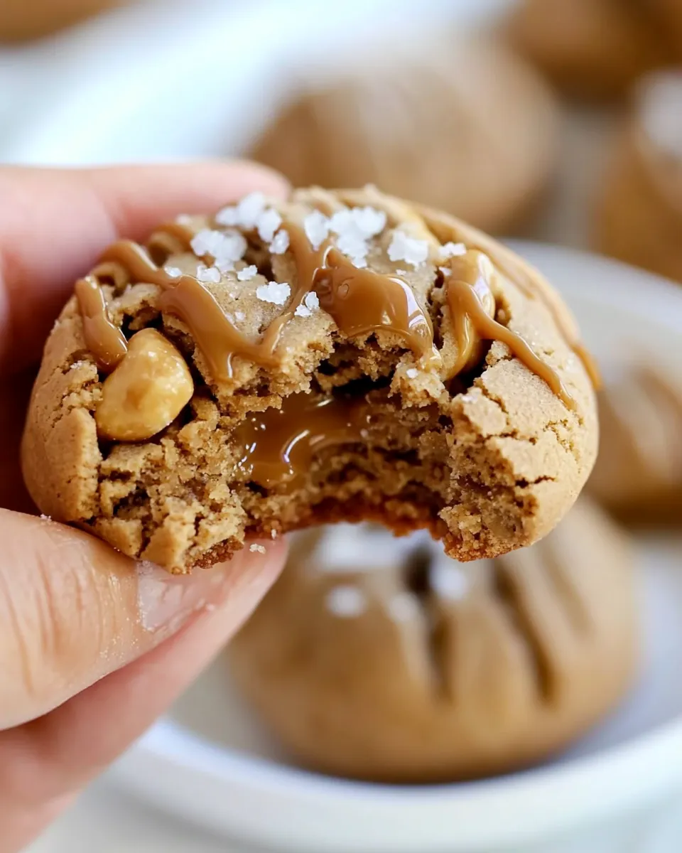 Classic Peanut Butter Cookie Recipe with Salted Peanut Caramel image