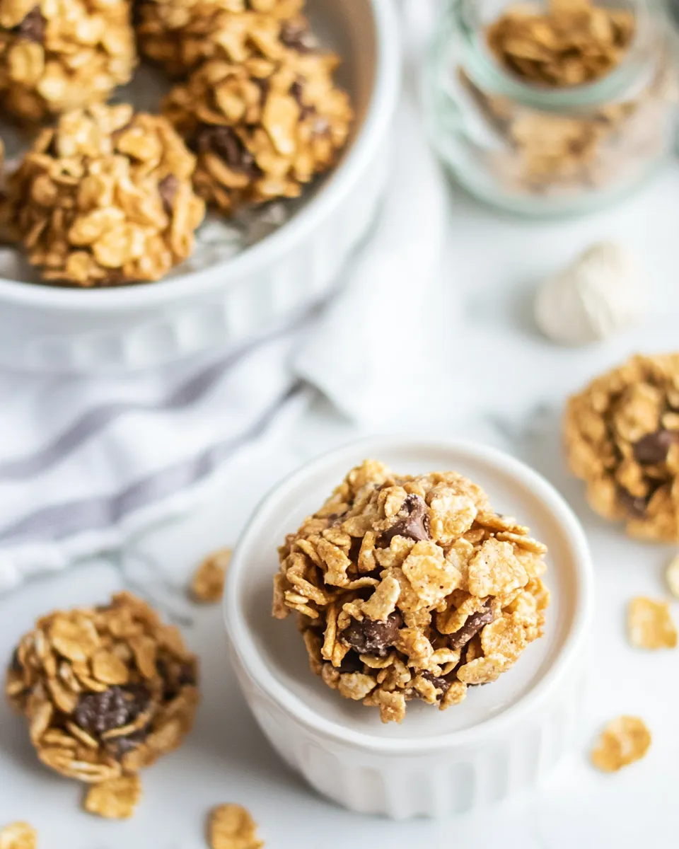 Delicious Peanut Butter Cornflake Cookies (No Bake) shot