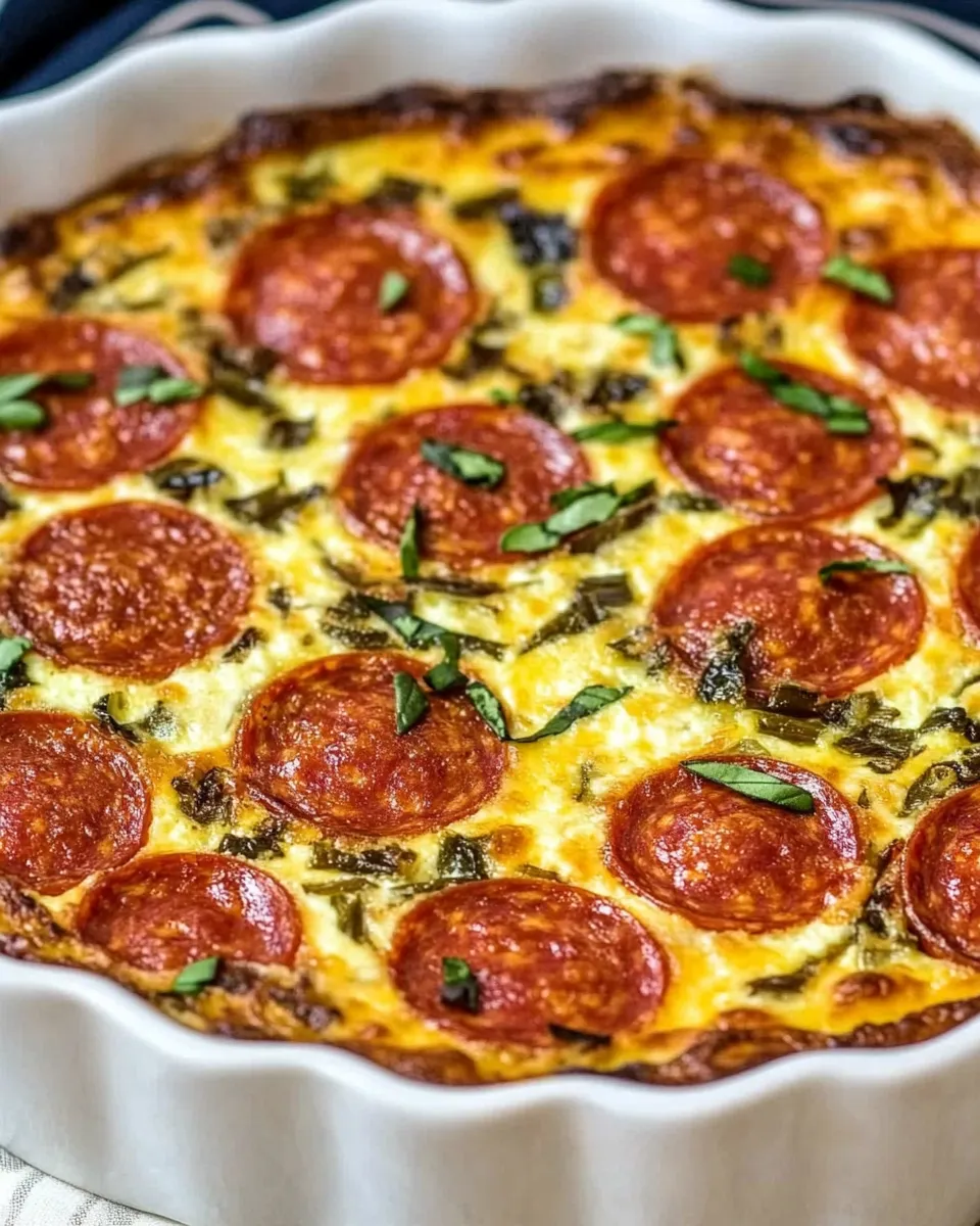 Classic Pepperoni Pizza Keto Crustless Quiche image