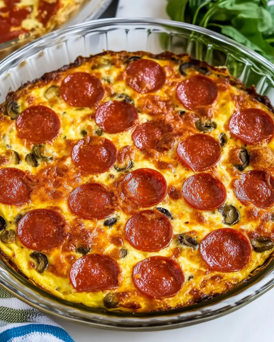 Easy Pepperoni Pizza Keto Crustless Quiche recipe photo