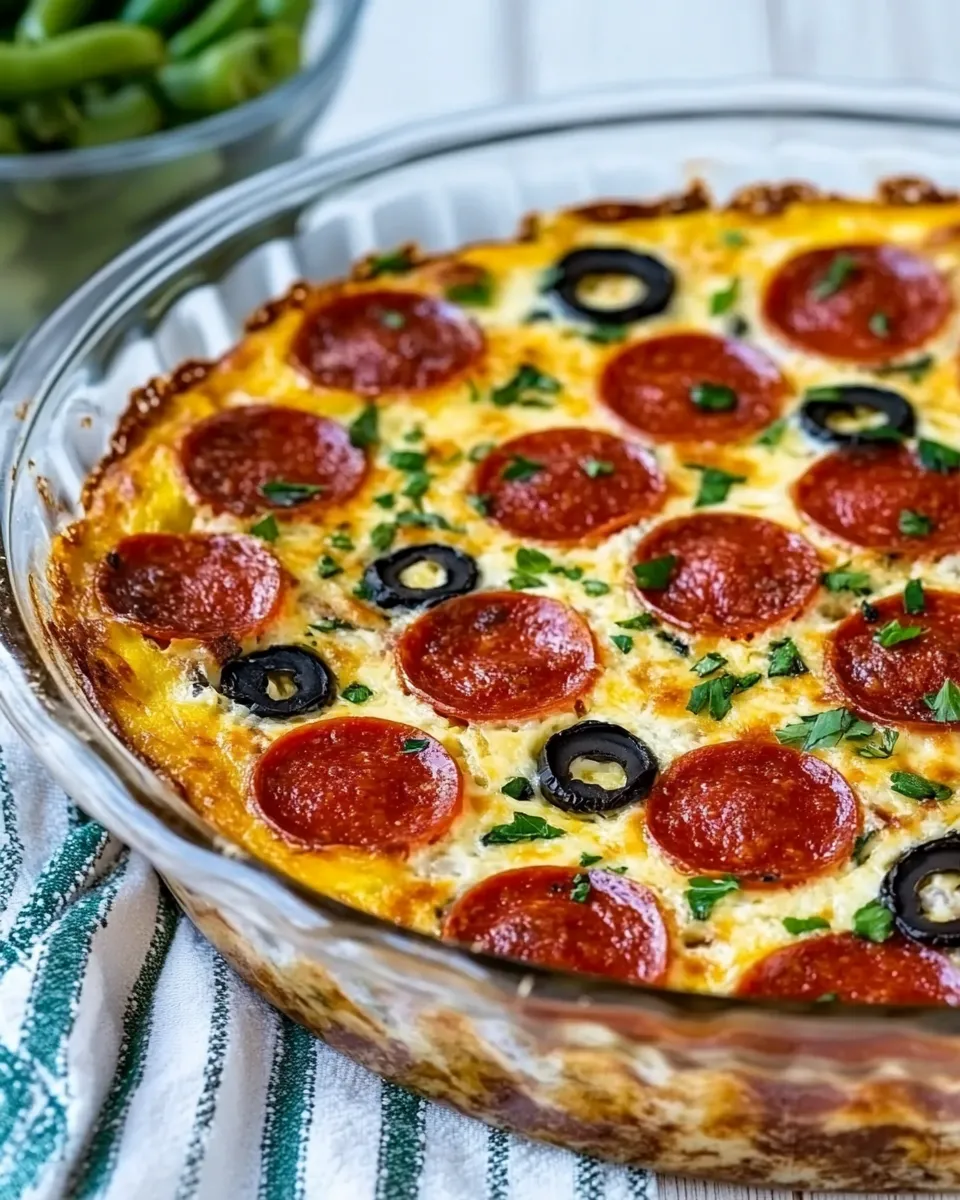 Delicious Pepperoni Pizza Keto Crustless Quiche shot