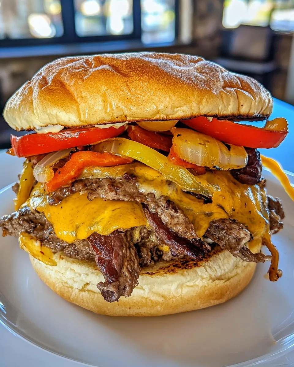 Classic Philly Cheesesteak Burgers Smashed on the Flatrock image