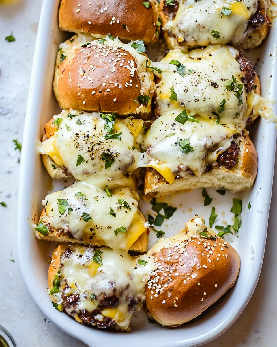 Amazing Pull Apart Cheeseburger Sliders. shot