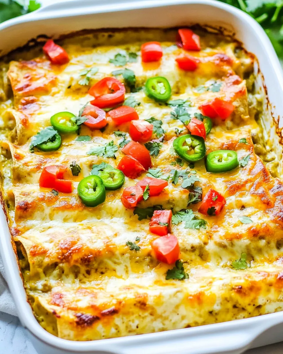 Savory Quick and Easy Green Chile Chicken Enchilada Casserole recipe photo