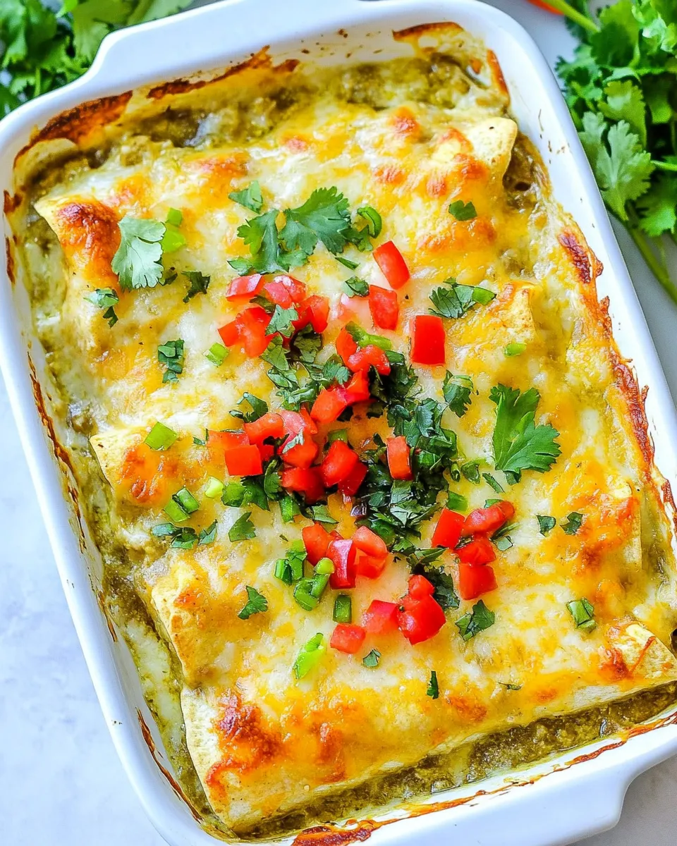 Easy Quick and Easy Green Chile Chicken Enchilada Casserole shot