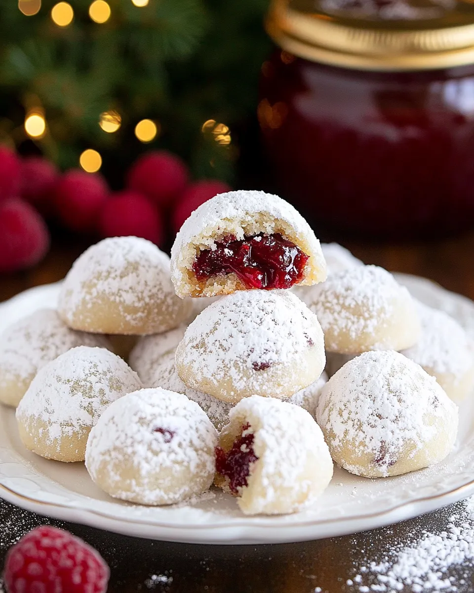 Easy Raspberry Almond Snowball Cookies (jam stuffed snowballs) dish photo