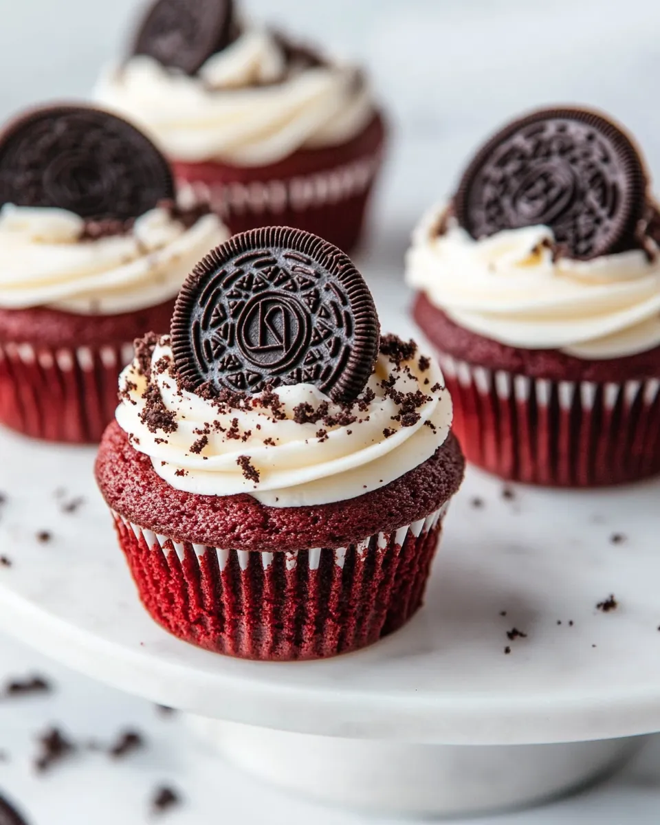 Homemade Red Velvet Oreo Cupcakes photo