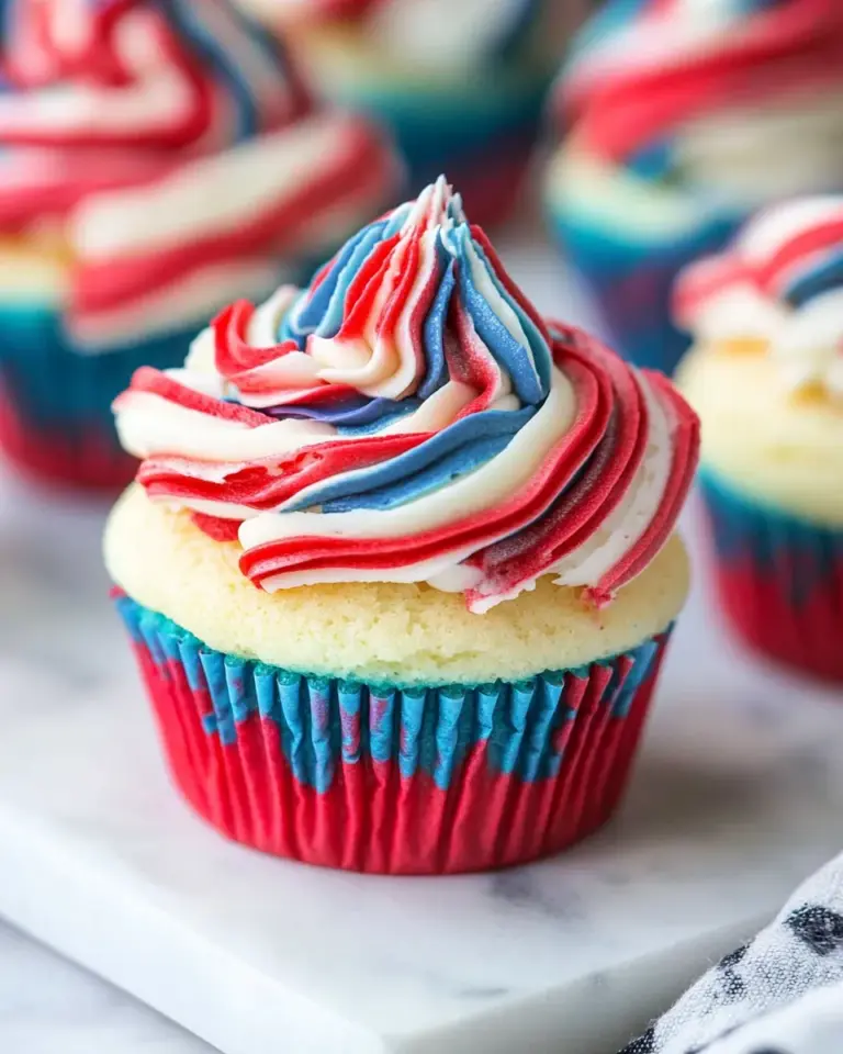 Homemade Red White and Blue Cupcakes photo