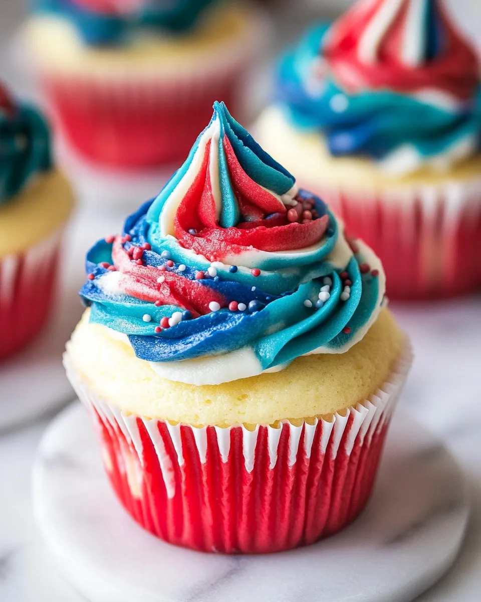 Delicious Red White and Blue Cupcakes image