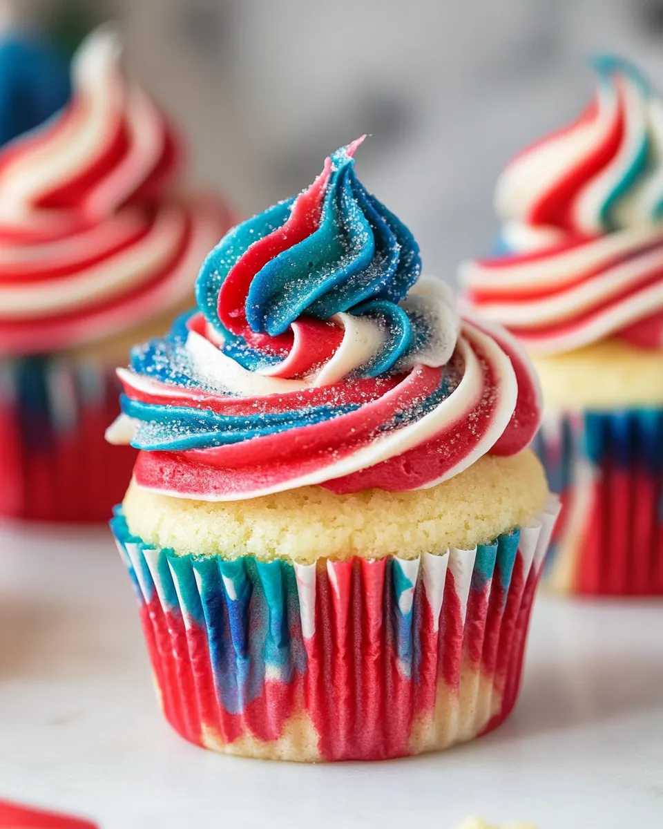 Easy Red White and Blue Cupcakes recipe photo