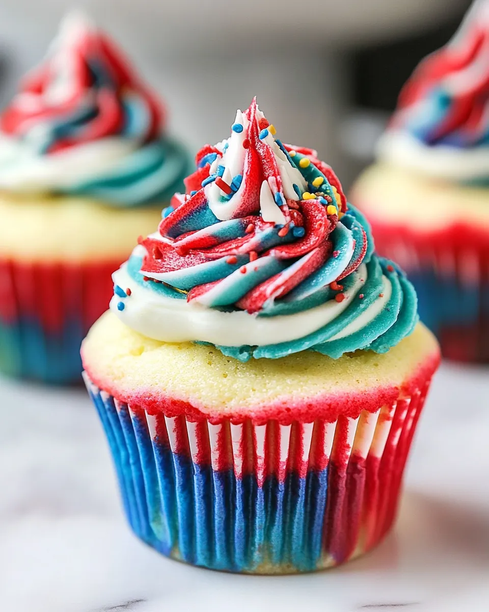 Tasty Red White and Blue Cupcakes shot