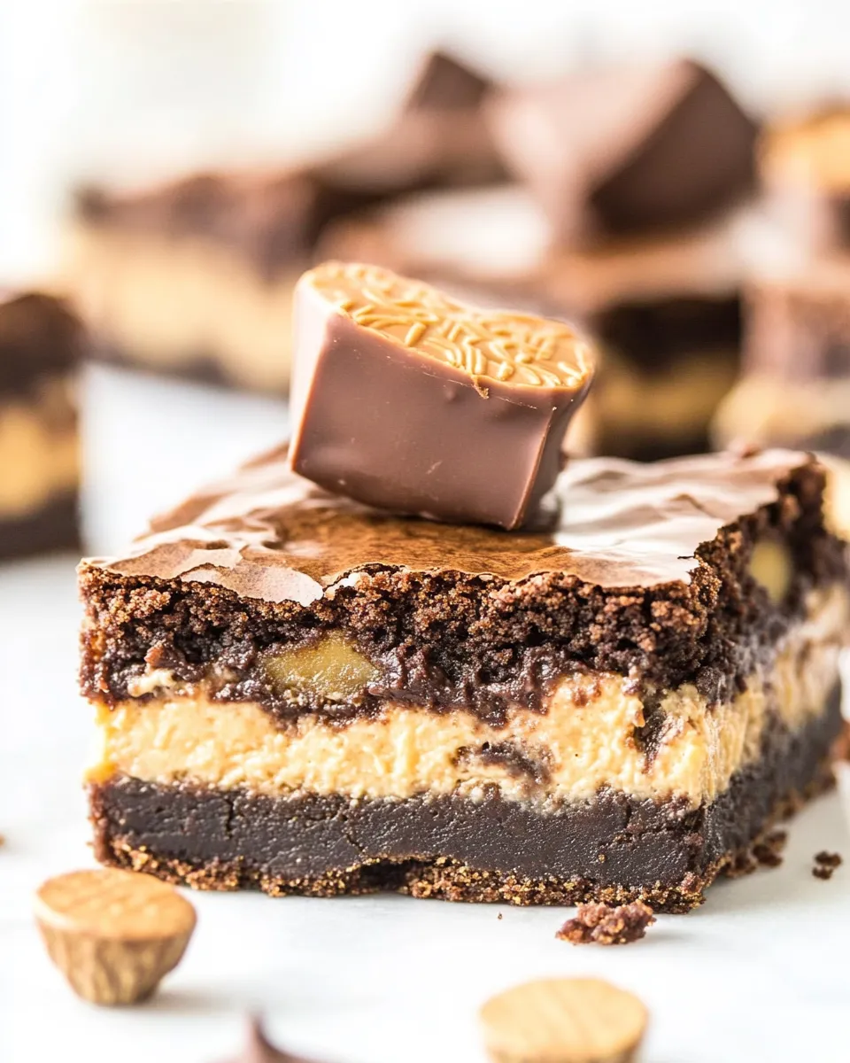 Easy Reeses Cheesecake Brownies shot