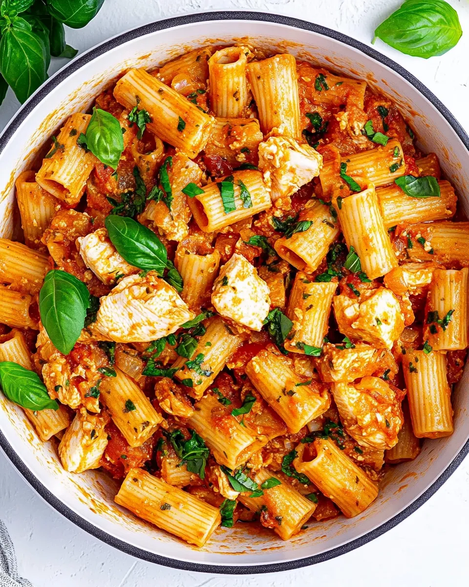 Delicious Rigatoni Arrabbiata with Chicken shot