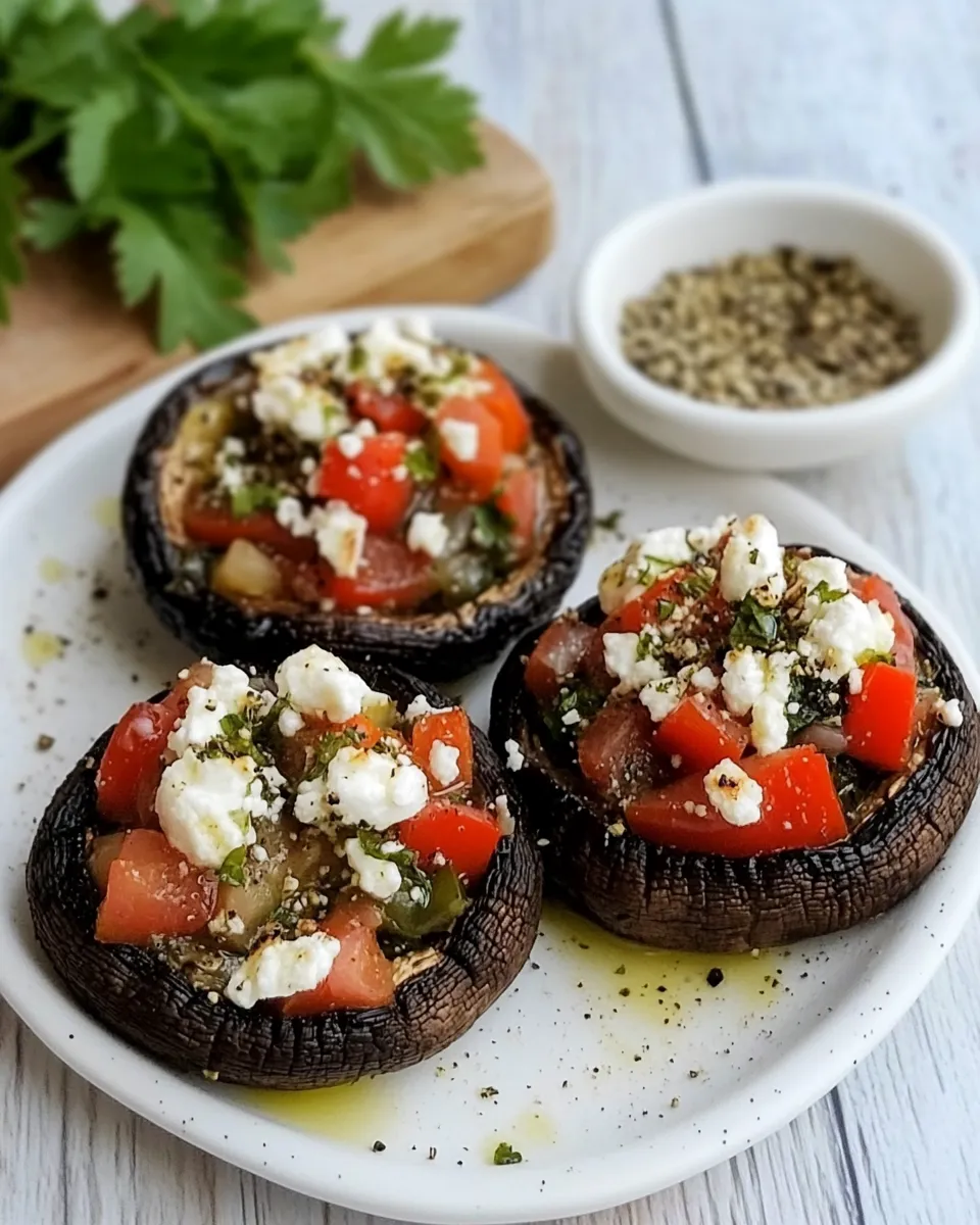 Quick Roasted Portobello Pepper Caps with Goat Cheese food shot