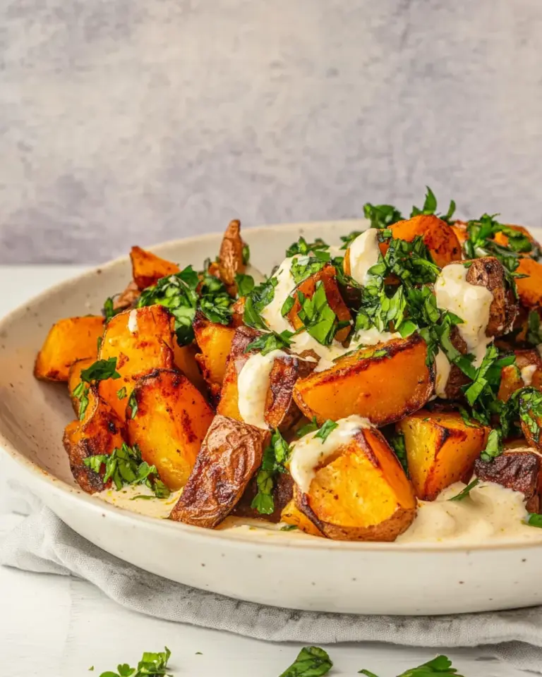 Homemade Roasted Potatoes with Tahini Yogurt Sauce photo