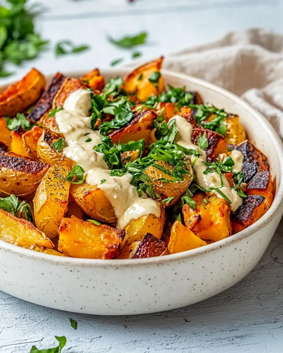 Easy Roasted Potatoes with Tahini Yogurt Sauce recipe photo