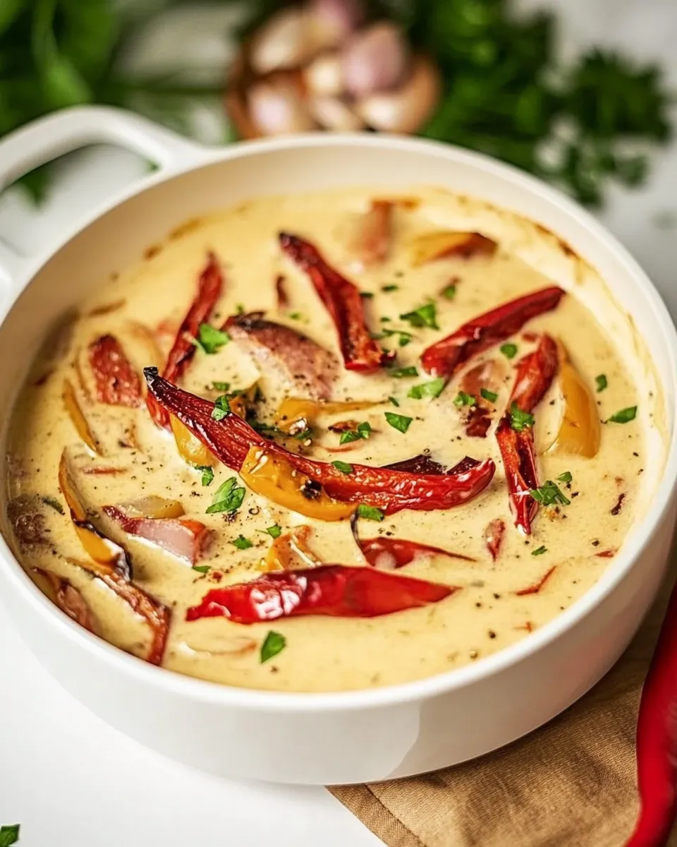 Savory Roasted Red Peppers in White Sauce recipe photo