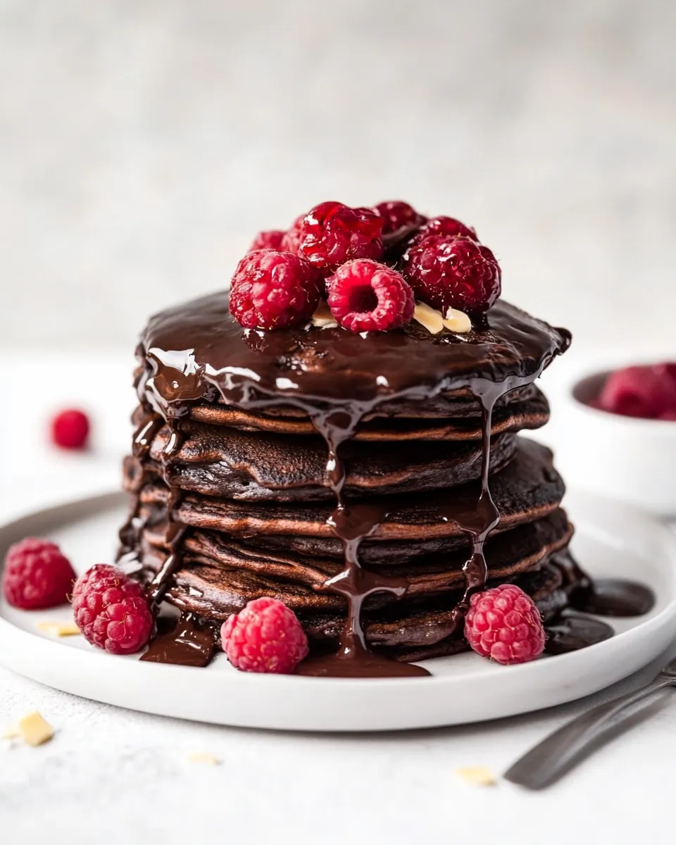 Sweet Romantic Chocolate Raspberry Pancakes shot