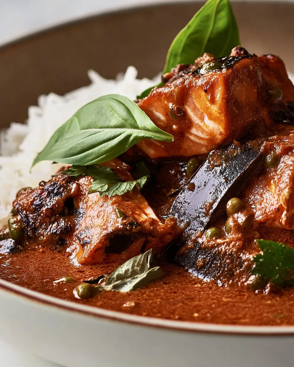 Savory Salmon Panang Curry dish photo