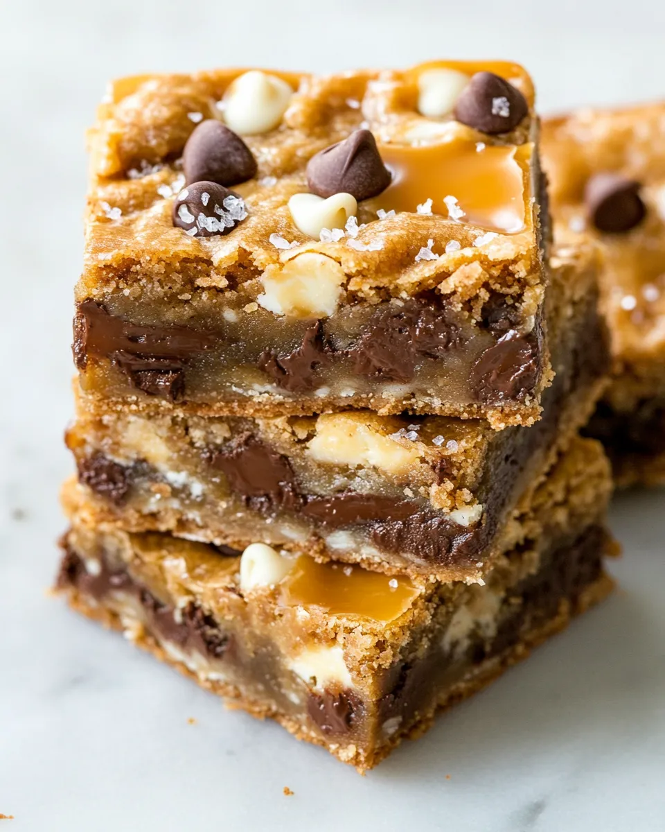 Best Salted Caramel Chocolate Chip Cookie Bars shot