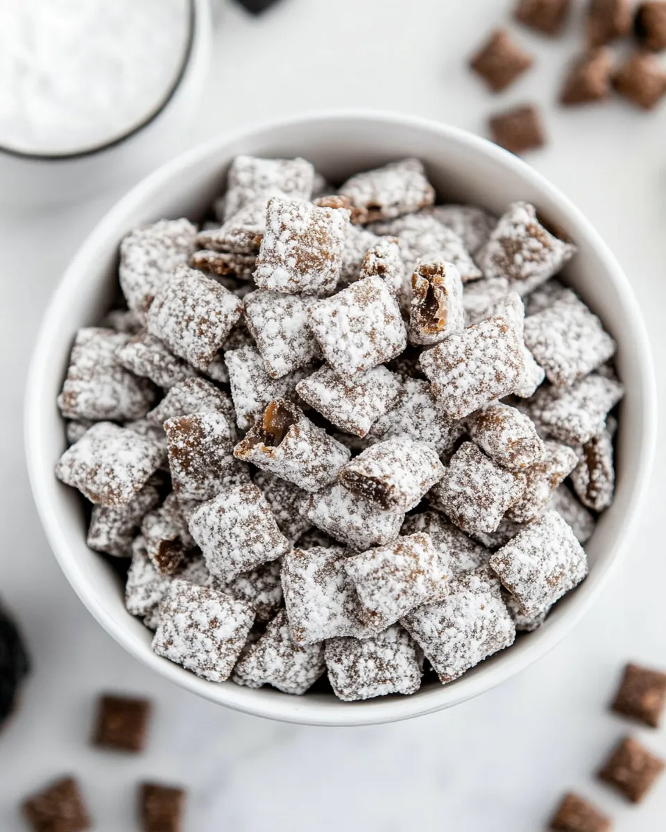 Homemade Salted Caramel Puppy Chow Snack Mix dish photo