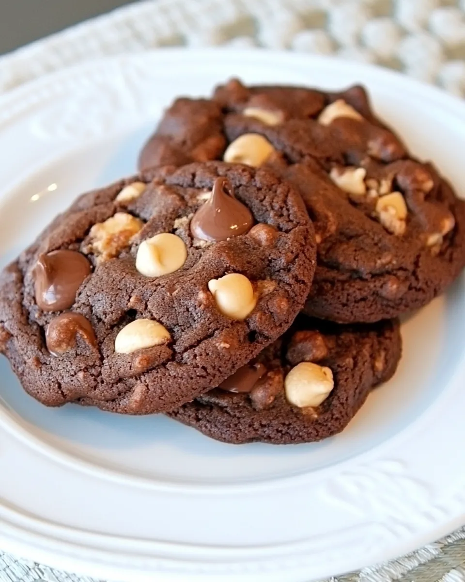 Homemade Salted Double Chocolate Peanut Butter Cookies shot
