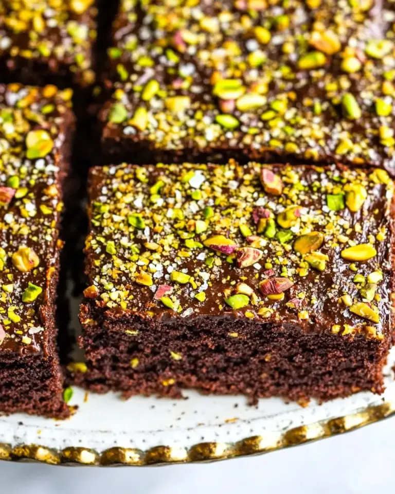 Homemade Salted Texas Chocolate Sheet Cake with Pistachios photo