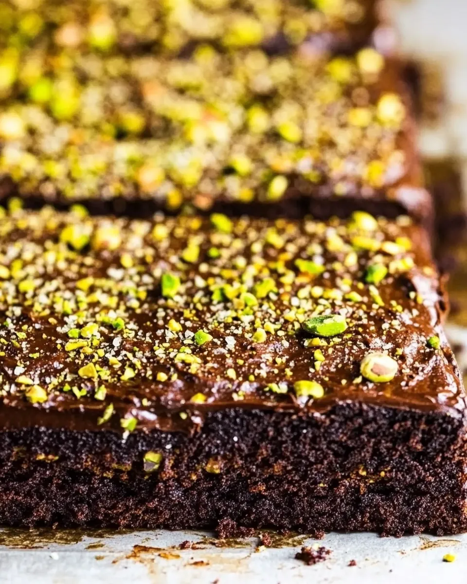 Classic Salted Texas Chocolate Sheet Cake with Pistachios image