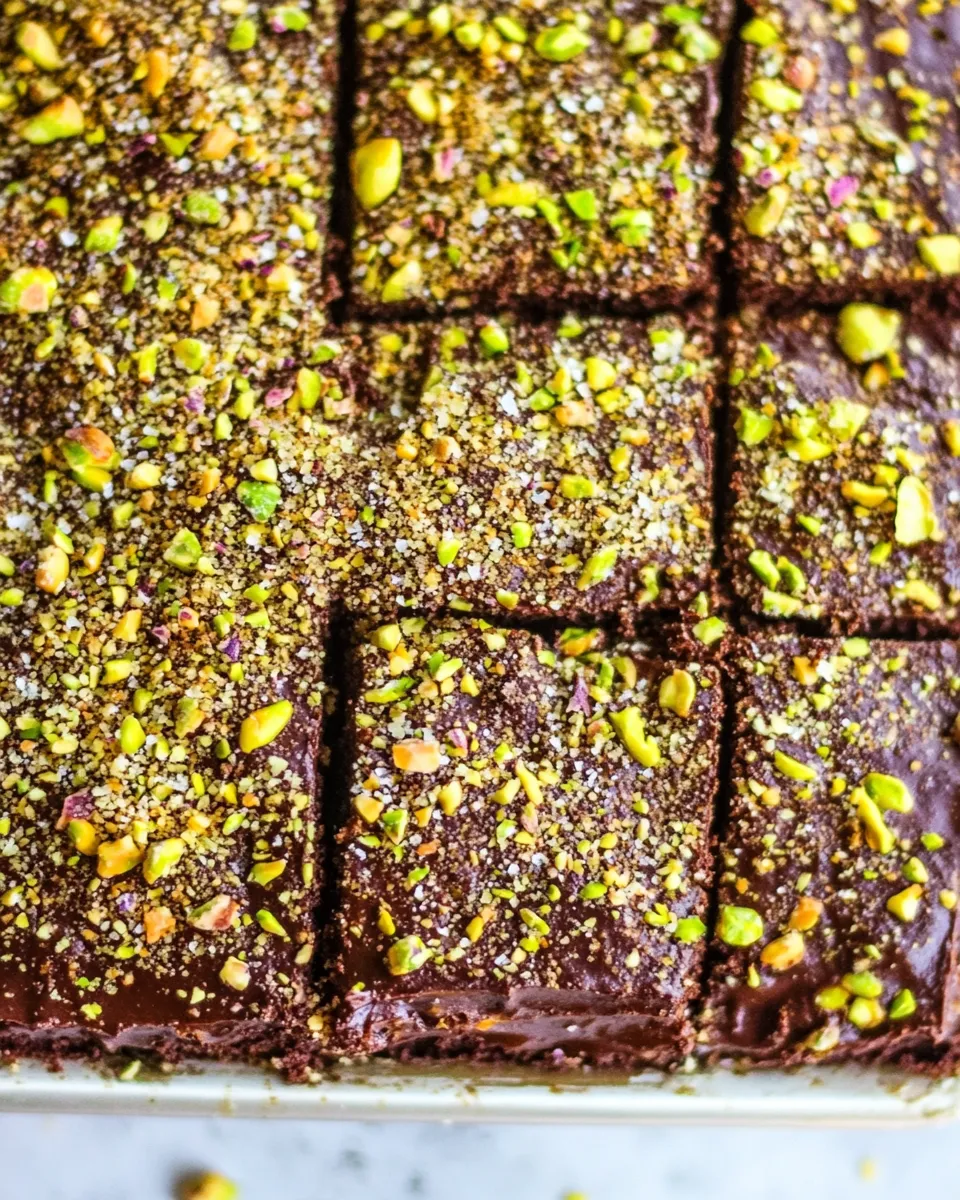 Easy Salted Texas Chocolate Sheet Cake with Pistachios recipe photo