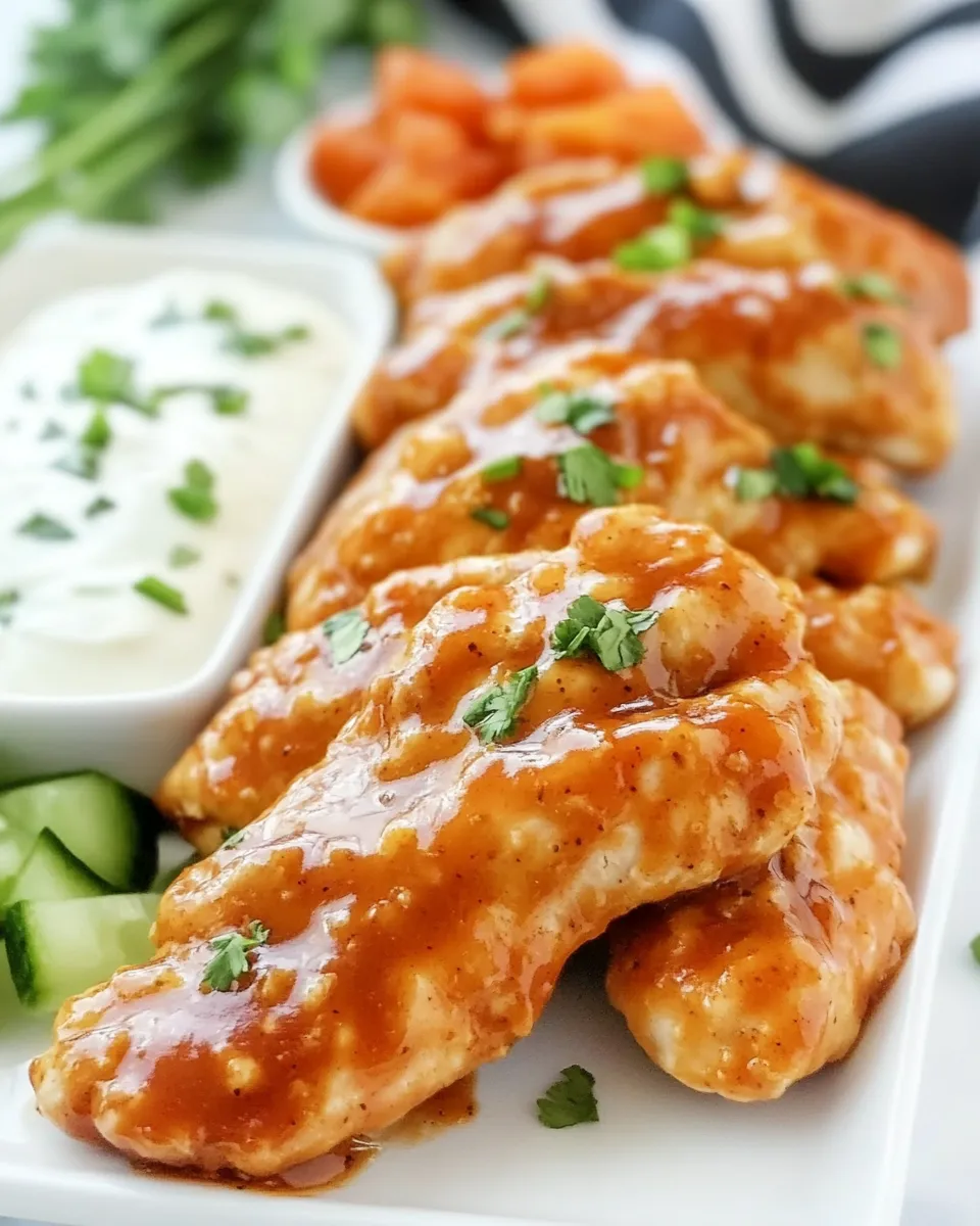 Best Saucy Buffalo Chicken Tenders No breading shot